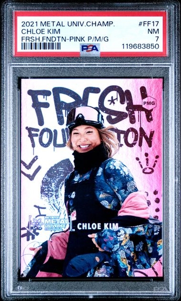 2021 Metal Universe Champions Chloe Kim Fresh Foundation Precious Metal Gems PMG Pink PSA 7
