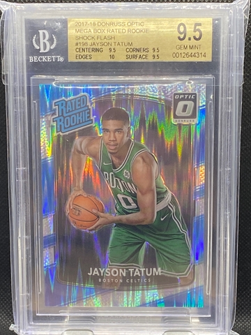 Jayson Tatum Donruss Optic Shock Flash BGS 9.5 true gem plus rookie rc 198 prizm