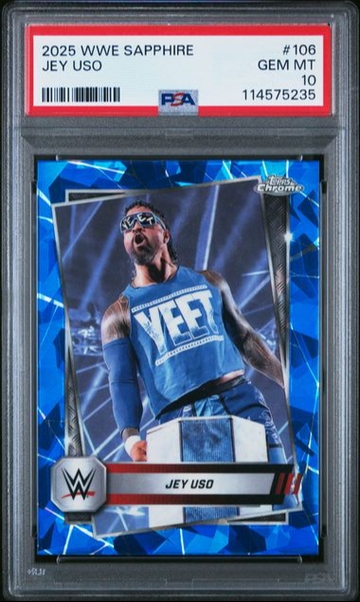 2025 Topps Chrome Sapphire WWE Jey Uso PSA 10