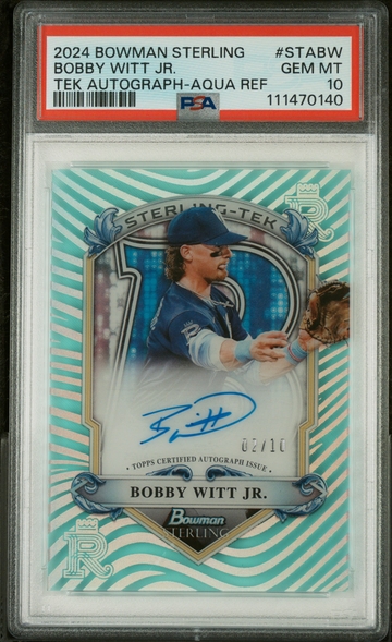 2024 Bowman Sterling Tek Auto STA-BW Bobby Witt Jr. Aqua Refractor PSA 10