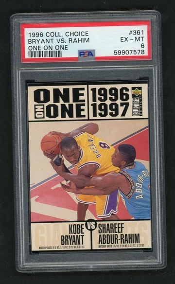 1996 Upper Deck Collector's Choice 361 Kobe Bryant vs. Shareef Abdur-Rahim One on One PSA 6 EX-MT