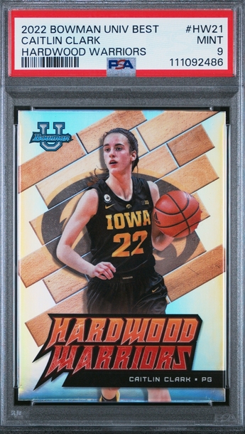2022 CAITLIN CLARK Bowman University Chrome Hardwood Warriors PSA 9 Rookie #HW21