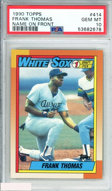 1990 TOPPS FRANK THOMAS #414 NAME ON FRONT WHITE SOX ROOKIE RC PSA 10 GEM MT