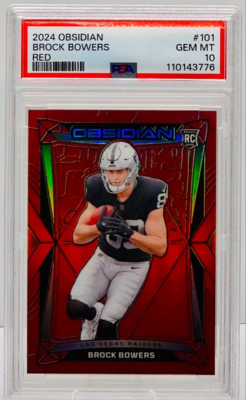 2024 Panini Obsidian Brock Bowers Red /49 #101 PSA 10