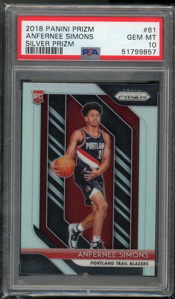 2018 Prizm Silver Anfernee Simons PSA 10 