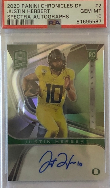 2020 Justin Herbert Spectra AUTO on Card! Very LOW POP!
