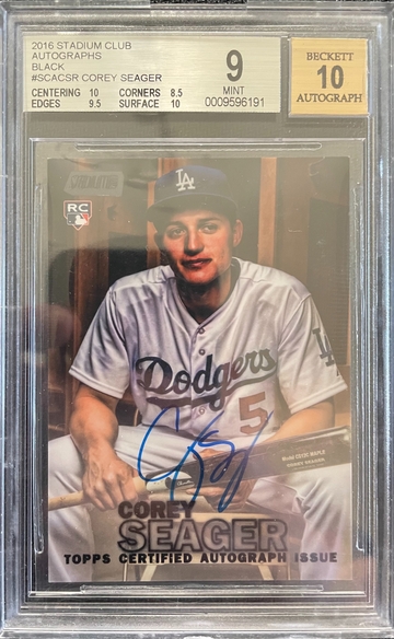 Corey Seager 2016 Stadium Club Autographs Black SCACSR #15/50 BGS 9