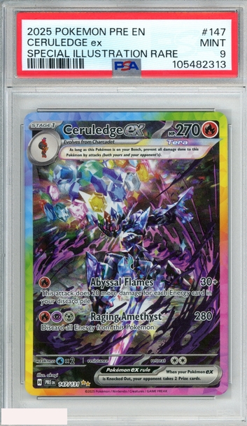 2025 POKEMON PRISMATIC EVOLUTIONS CERULEDGE EX #147 SPECIAL ILL RARE PSA 9 MINT