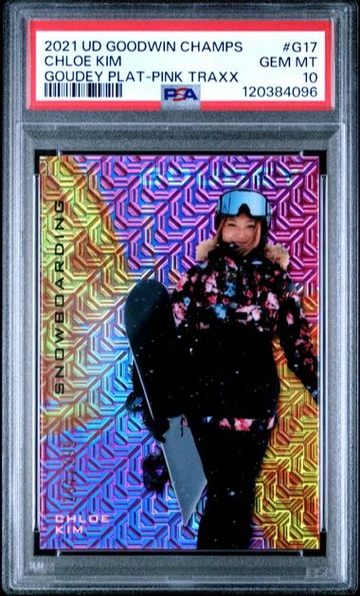 2021 Upper Deck Goodwin Champions Chloe Kim Goudey Platinum Pink Traxx PSA 10