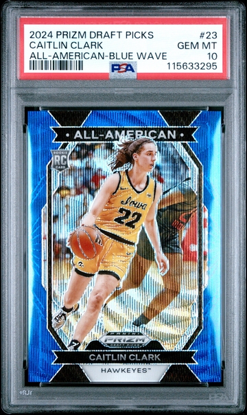 2024 Prizm Draft Picks Caitlin Clark #23 All-American Blue Wave /249 PSA 10