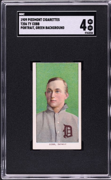 1909-11 T206 Piedmont Ty Cobb Portrait- Green Background SGC 4