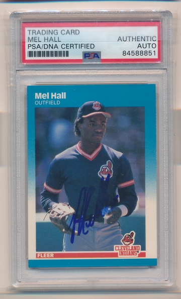 1987 Fleer #252 Mel Hall Indians Signed Autograph PSA/DNA Blue Sharpie Tough