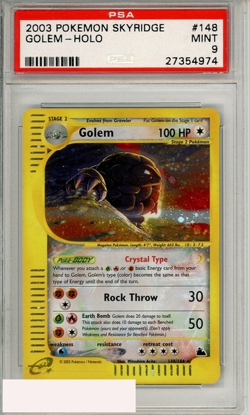 2003 POKEMON SKYRIDGE GOLEM-HOLO #148 PSA 9 MINT