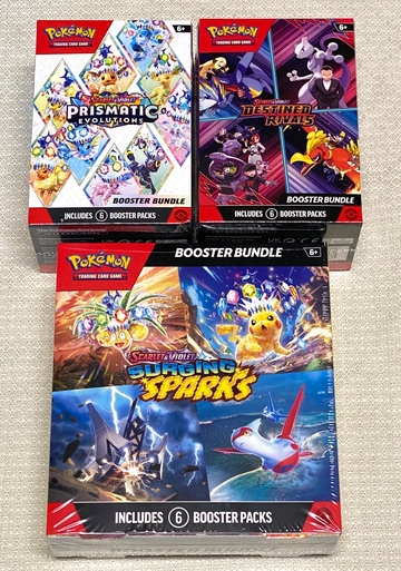 Pokémon Booster Bundle Lot Pristmatic - Destined Rivals - Surging Sparks 6-packs per bundle 18 packs total