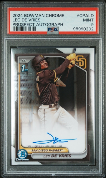 Leo De Vries 2024 Bowman Chrome RC Autograph PSA 9