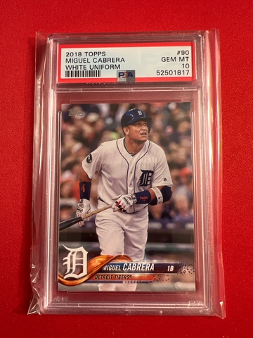 2018 Topps Miguel Cabrera #90 PSA 10 Gem Mt White Uniform Miggy 🔥