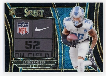 2023 Panini Select Jahmyr Gibbs Rookie Jumbo Swatches Laundry Tag Nike Patch Black Prizm 1/1