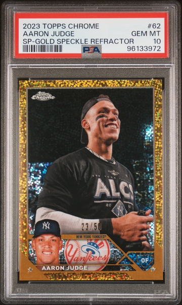 2023 Topps Chrome Image Variation Aaron Judge Gold Speckle Refractor /50 PSA 10