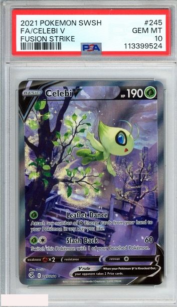 2021 POKEMON SWORD AND SHIELD FUSION STRIKE FA CELEBI V #245 PSA 10 GEM MT