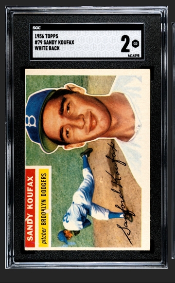 1956 Topps Baseball #79 Sandy Koufax Brooklyn Dodgers White Back HOF SGC 2