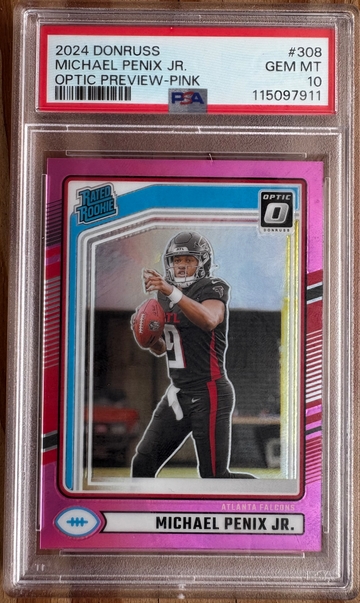 2024 Donruss Michael Penix Jr Optic Preview Pink PSA 10