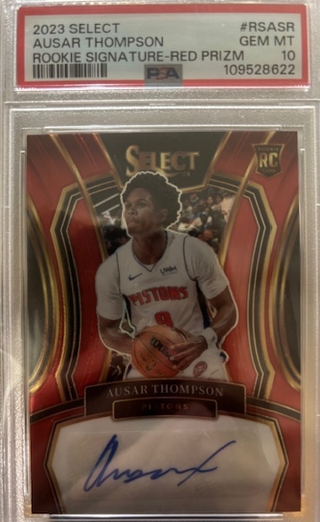 2023 Panini Select Ausar Thompson Rookie Red Signature Red Prizm