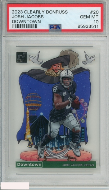 2023 PANINI CLEARLY DONRUSS DOWNTOWN JOSH JACOBS #20 PSA 10 GEM MT