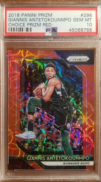 2018-19 MVP YEAR Prizm Choice Red Prizm #'d 80/88 Giannis Antetokounmpo PSA 10 Gem Mint