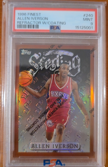 Allen iverson 1996 finest refractor with coating psa 9