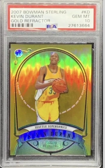 Pop 7 - 2007 Bowman Sterling GOLD Refractor Kevin Durant #/99 PSA 10 Rookie Card