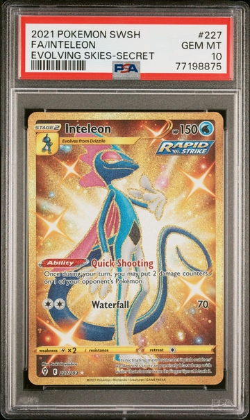 2021 Pokemon #227 Inteleon Evolving Skies-Secret PSA 10