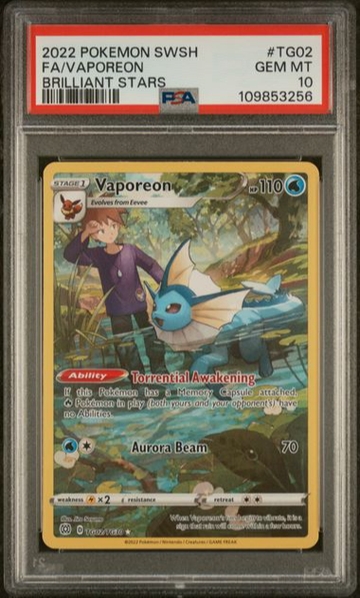 VAPOREON PSA 10 #TG02 POKEMON SWORD & SHIELD BRILLIANT STARS  