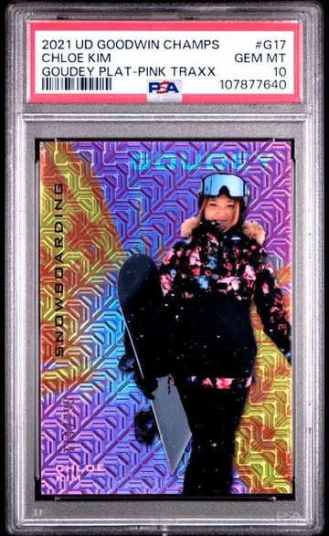 2021 Upper Deck Goodwin Champions Chloe Kim Goudey Platinum Pink Traxx PSA 10