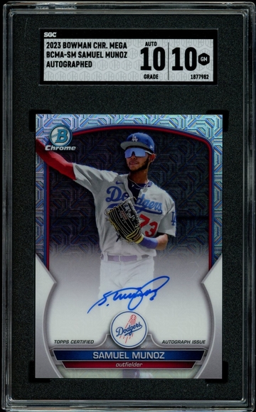  2023 Bowman Chrome Mega Box SAMUEL MUNOZ Mojo Refractor Rookie AUTO SGC 10/10