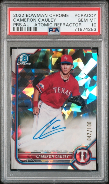2022 Bowman Chrome #CPACCY Cameron Cauley Atomic Refractor /100 PSA 10
