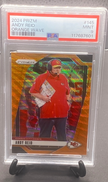 2024 Prizm Andy Reid Orange Wave Prizm    PSA 9 