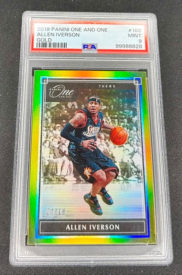 2019-20 Allen Iverson Panini One And One Gold Holo Foil 4/10 PSA 9 #168 SP First Year