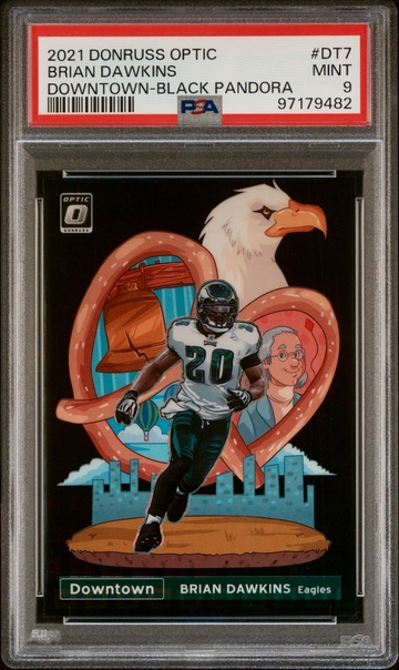 2021 Brian Dawkins Panini Donruss Optic Downtown Black Pandora Prizm /25 PSA 9 #DT-7 SP