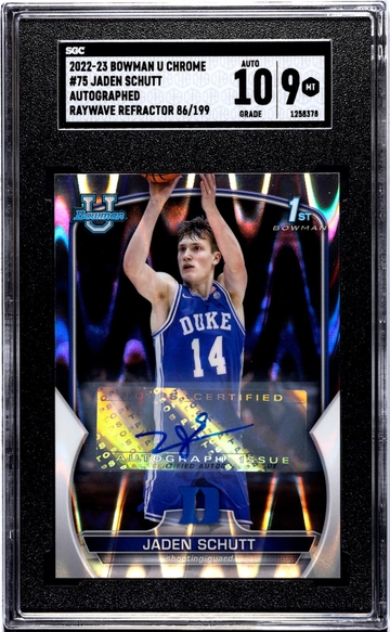 2022 Bowman U Chrome RayWave Jaden Schutt #75 Auto /199 SGC 9 Auto 10