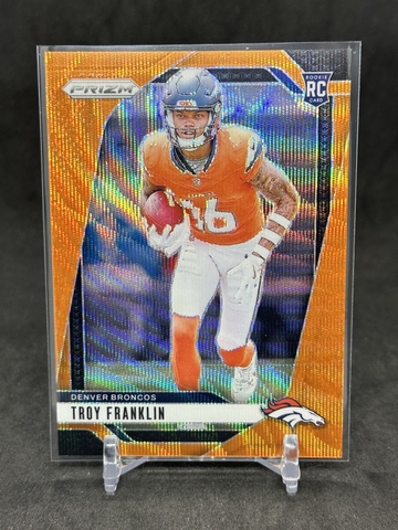Troy Franklin 2024 Panini Prizm Orange Wave Prizm /60 Rookie RC #393 Broncos