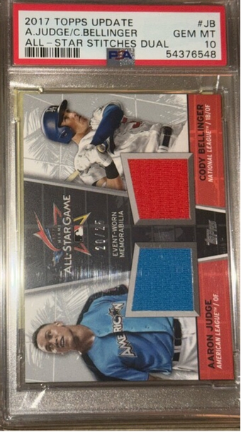 2017 topps update AARON JUDGE / CODY BELLINGER All-Star patch dual PSA 10