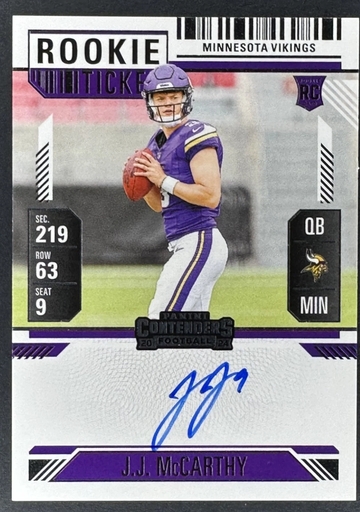 2024 Panini Contenders JJ McCarthy Rookie Ticket On Card Auto SSP