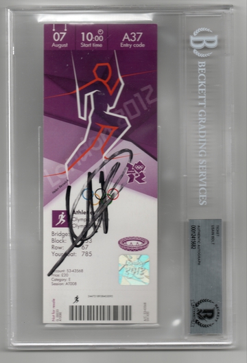 2012 London Olympics Usain Bolt Signed Track and Field Ticket