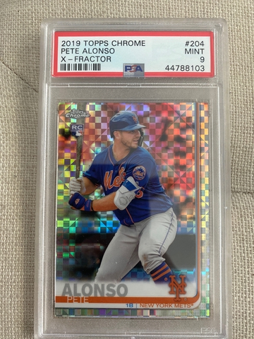 2019 Pete Alonso RC PSA 9 X Fractor Topps Chrome#204