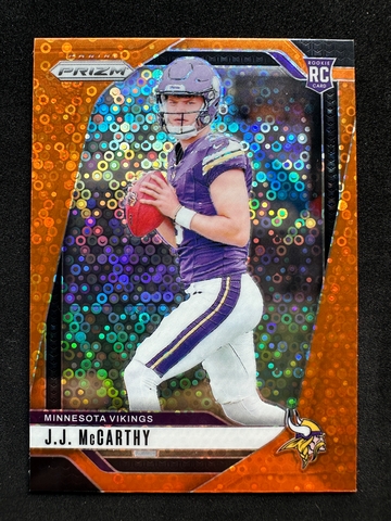 2024 Panini Prizm JJ McCarthy Orange Disco Prizm SP Vikings Rookie RC Card #400