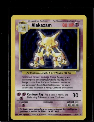 1999 Pokémon Base Set Alakazam #1/102 Holo
