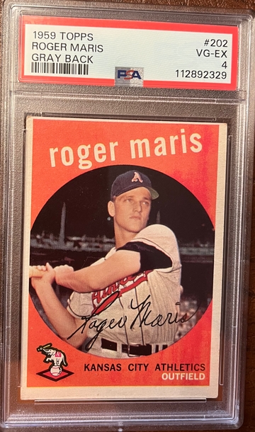 1959 Topps Roger Maris Gray Back #202 PSA 4