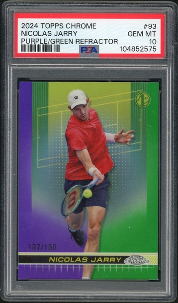 2024 Topps Chrome Tennis #93 Nicolas Jarry Purple/Green Refractor PSA 10