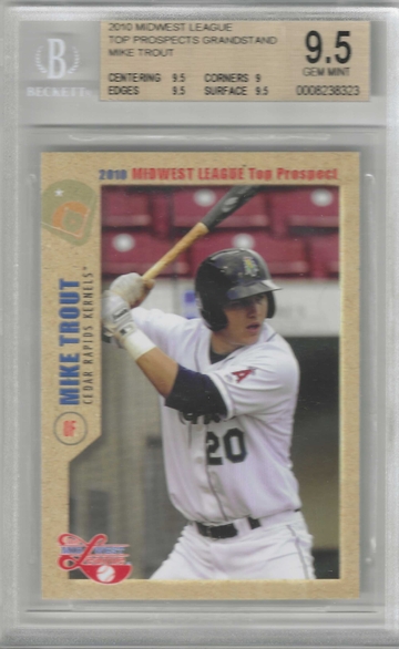 Future HOF Mike Trout 2010 Grandstand MWL Top Prospects FIRST YEAR TEAM ISSUE ROOKIE CARD BGS 9.5 GEM MINT