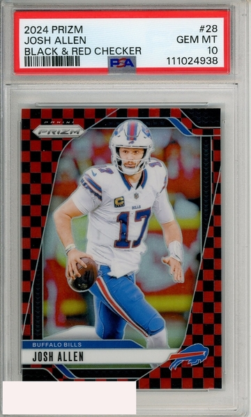 2024 PANINI PRIZM JOSH ALLEN #28 BLACK RED CHECKER PSA 10 GEM MT